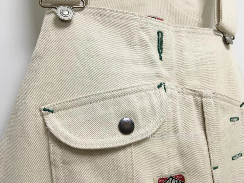 BOB DONG 40s Three-In-One Pocket High Back Vintage Overalls Men's 13oz Denim Jumpsuit White Cottonseed Hulls 5