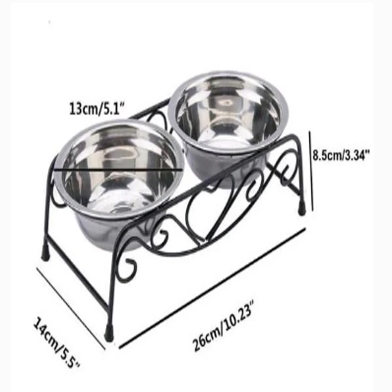 VOVOPET двойная нержавеющая сталь миски для питомцев защита шейки Ретро железная подставка для еды кормушка для воды для собак кошек миска