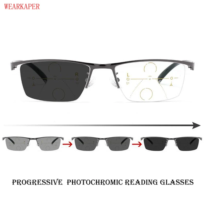 

WEARKAPER Transition Photochromic Reading Glasses Men adjustable vision Multifocal Diopter Progressive glasses lentes de lectura