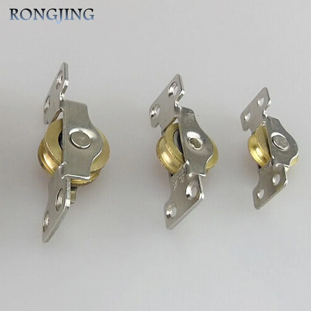 2 шт. двойной подшипник раздвижные двери шкив висит круглый перемещение Дверные рамы Оконные рамы Медь колеса раздвижные двери колесо