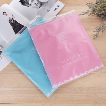 

50pcs Translucent Pink/Blue clothing t shirts underwear pants packing bags zipper ziplock plastic flat bag large pouch package