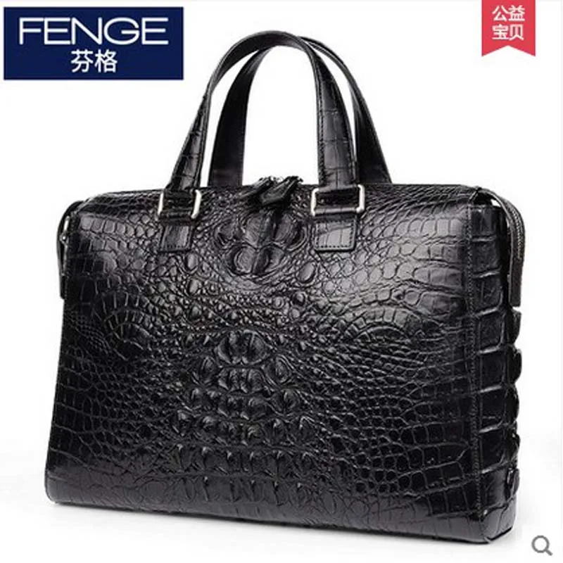Fenge из крокодиловой кожи портативный мужские портфель мужской сумки сечение деловые мужчины сумка портфель из кожи крокодила