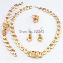 Женский модный Золотой ювелирный набор, роскошный элегантный Африканский женский костюм, ожерелье, набор