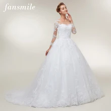 Fansmile/Тюлевое свадебное кружевное бальное платье, свадебные платья, длинный шлейф, Vestido De Noiva, на заказ, размера плюс, свадебное FSM-401T