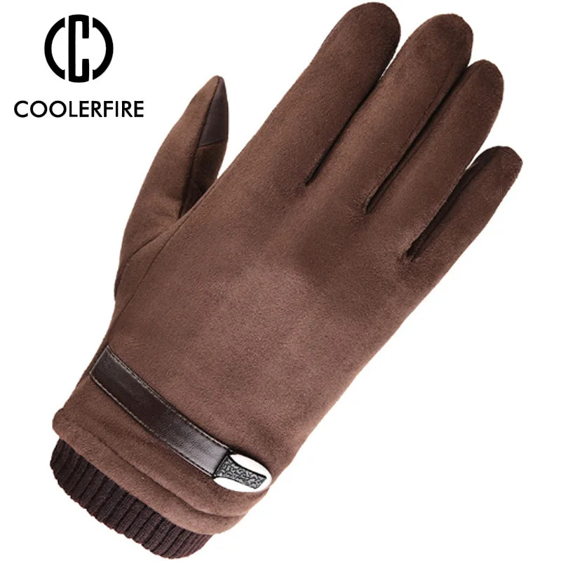 Зимние теплые мужские перчатки с сенсорным экраном, модные шерстяные перчатки, варежки для мужчин, мужские перчатки для вождения на весь палец ST033