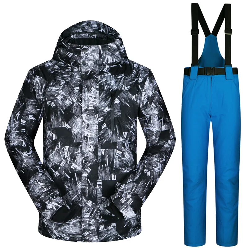 سترة تزلج 2019 جديد الرجال بدلة تزلج سوبر الدافئة الملابس التزلج على الجليد سترة + السراويل دعوى يندبروف ماء ملابس شتوية