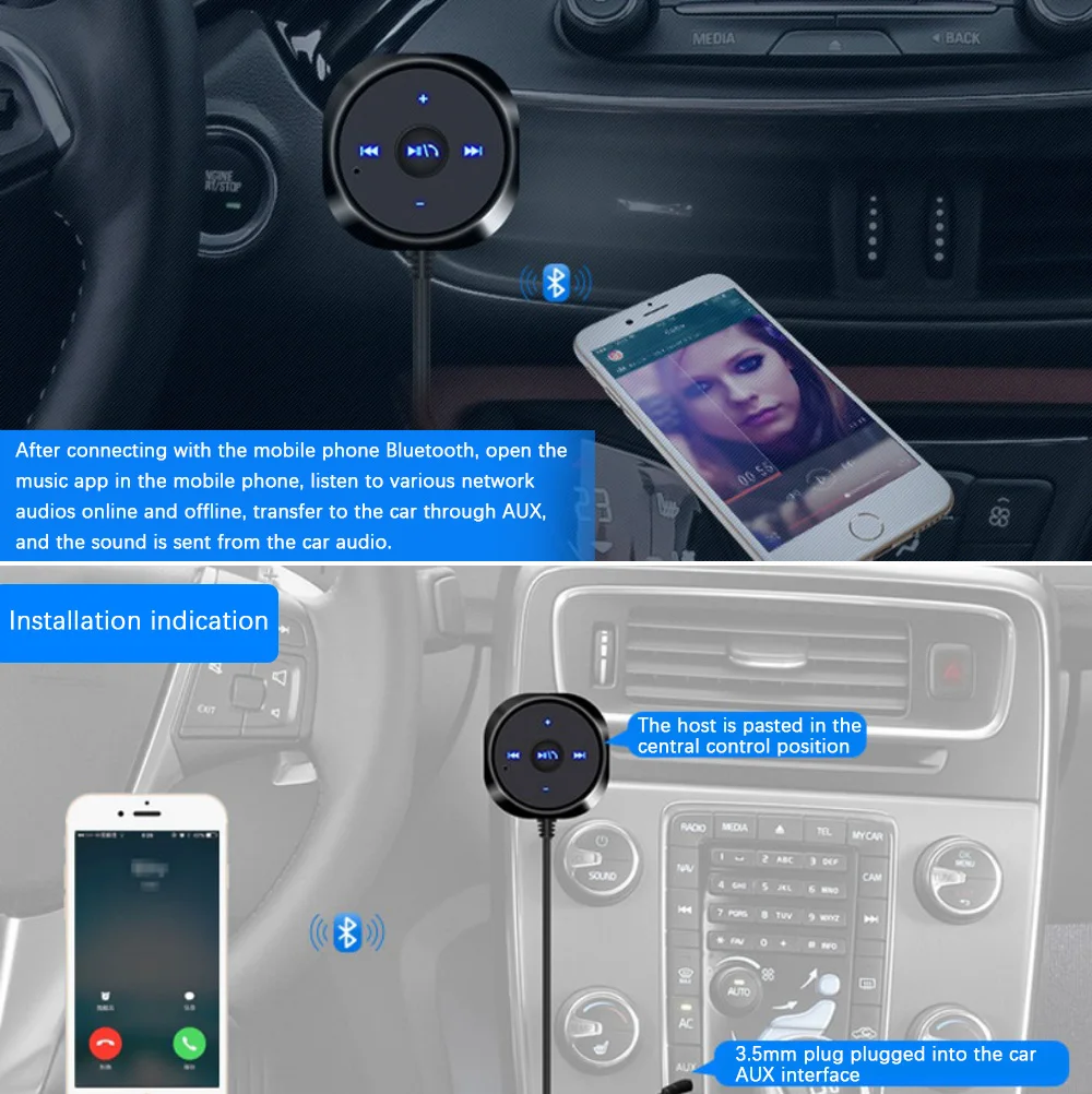 AUX Bluetooth адаптер беспроводной 3,5 мм разъем Bluetooth приемник автомобильный комплект громкой связи телефонный звонок динамик Музыка Аудио Carkit автомобильный стерео