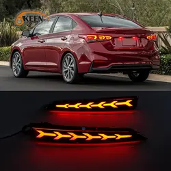 OKEEN 2x объектив заднего бампера отражатель огни Светодиодный фонарь для hyundai Accent 2018 2017 указатель поворота Резервное копирование лампы