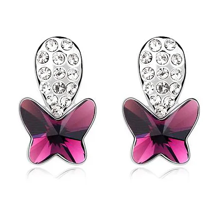 

New Arrival Bohemian Unique Crystals from Swarovski Butterfly Stud Earrings For Women Female Fashion Cute Party Birthday Gift