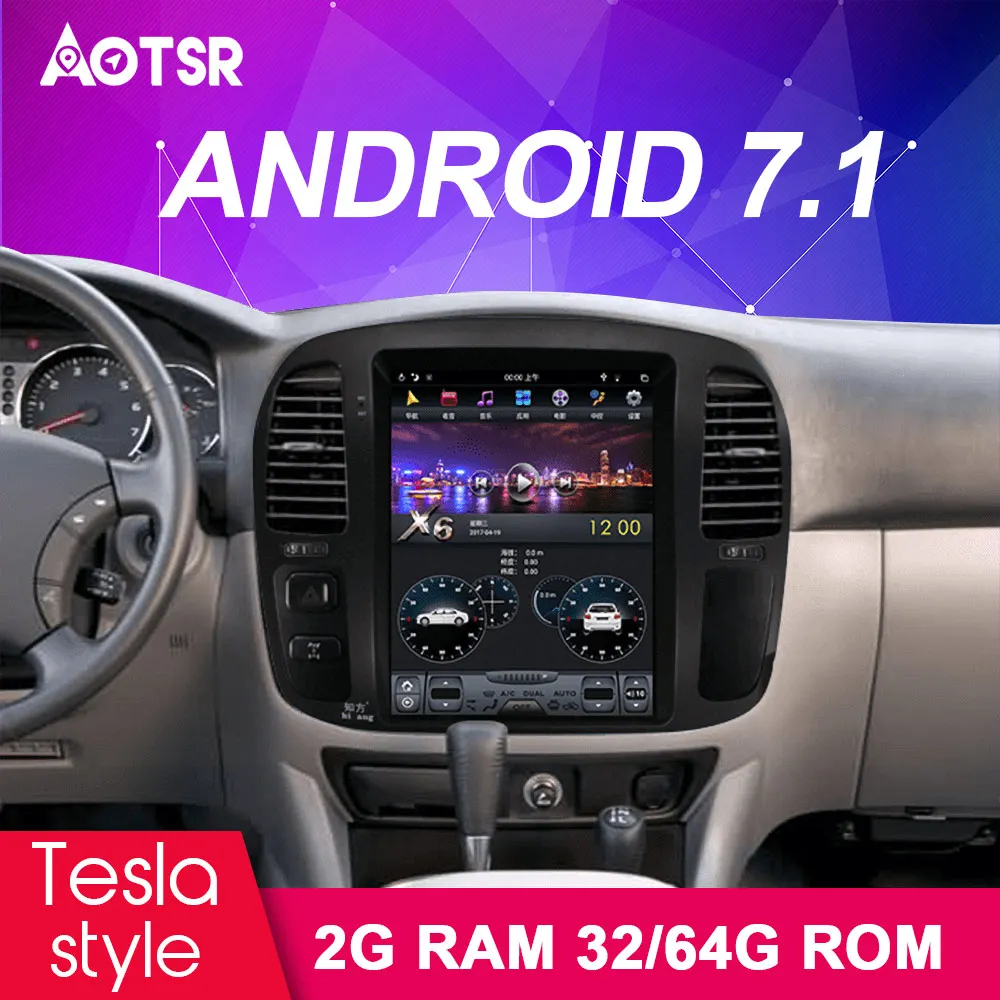 Cheap Android Tesla Car GPS Navigation For TOYOTA LAND CRUISER LC100 98-2002 headunit multimedia radio tape recorder no car DVD player 1