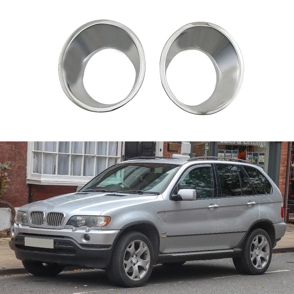 

For BMW E53 X5 1999 2000 2001 2002 2005 2006 Fog lamps cover Trim ABS Chrome 2pcs Front fog light cover car-styling accessories