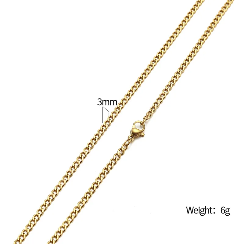 AZIZ BEKKAOUI стандартная цепь из нержавеющей стали 316L звено в черном золотом цвете Твист цепи ожерелье для мужчин тонкие ювелирные изделия 3-7 мм - Окраска металла: KZ059-3.0G