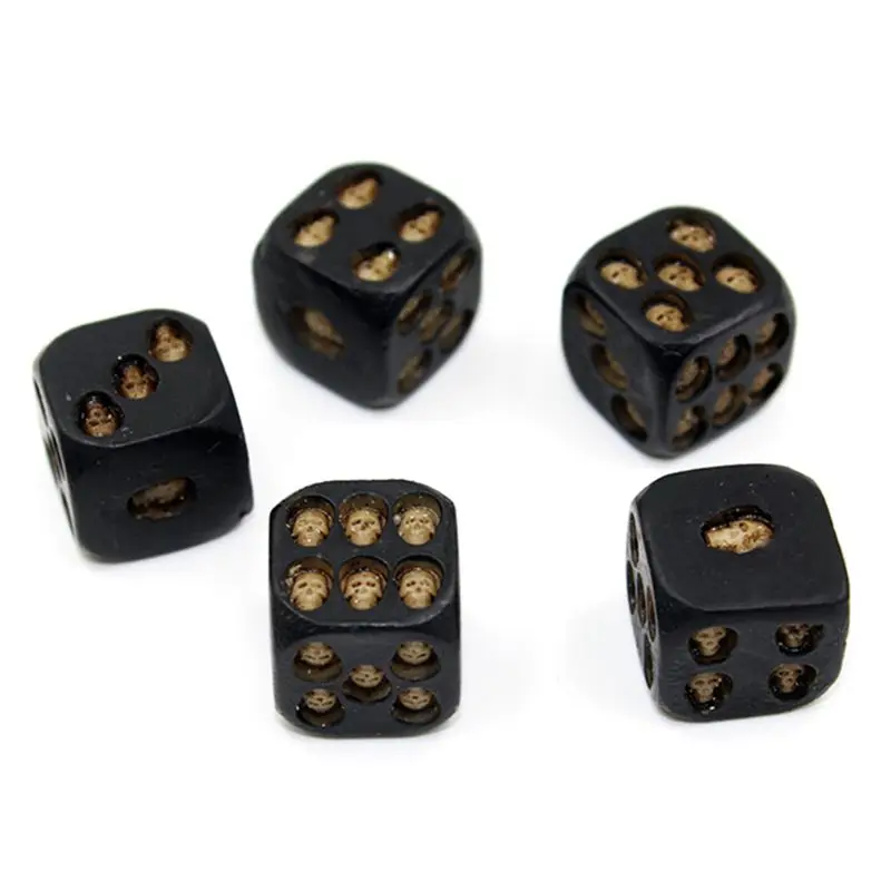 

5Pcs Resin Dice D6 Creative Embed Skulls Round Edges KTV Bar Nightclub Entertainment Tools Party Adult Prank Toys Party Supplies