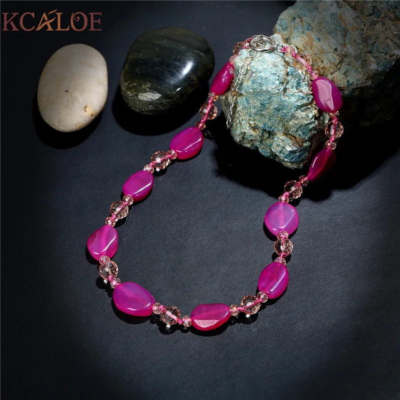 KCALOE Pink Semi Precious Stones Chokers Necklaces For Women Fashion