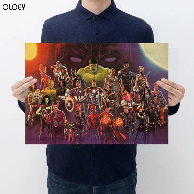 

1PC Superheroes Movie Poster Prints, Avengers Infinity War Wall Picture Color Avengers Thanos Canvas Artwork Bedroom Decor Gift