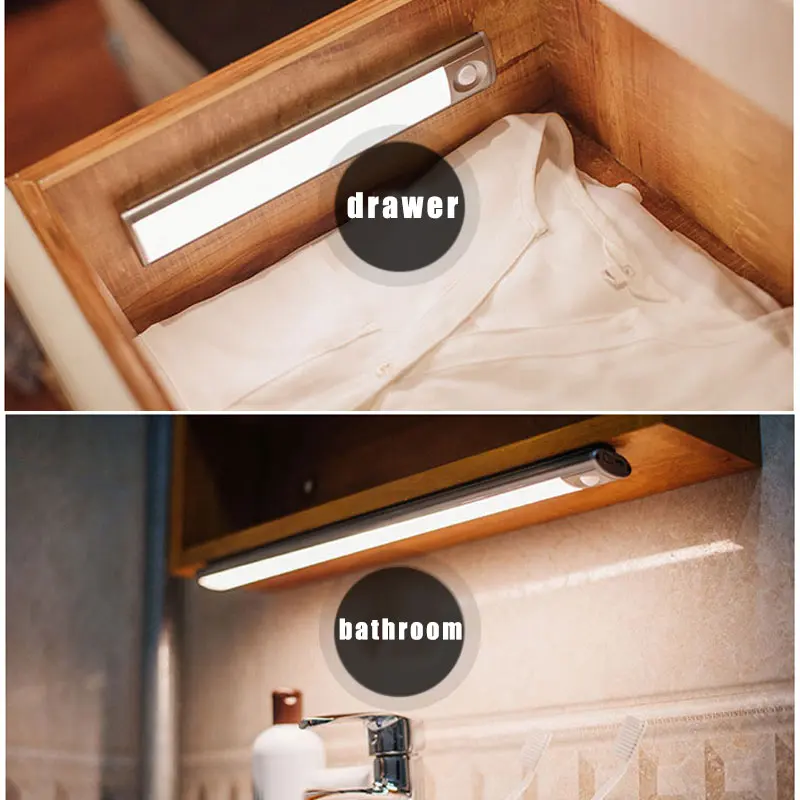 

LED Motion Sensor Night Light USB Rechargeable for Wardrobe Cabinet Kitchen Corridor MAL999