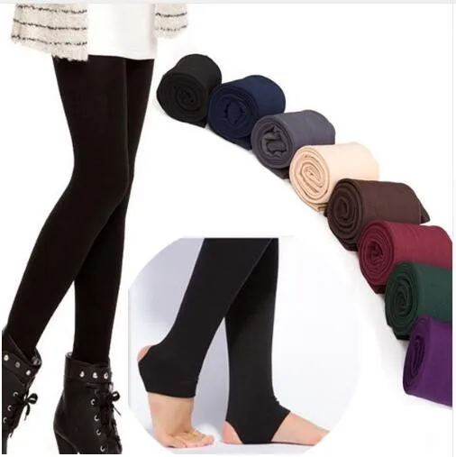 white leggings 2021 Autumn winter woman thick warm leggings candy color brushed charcoal Stretch Fleece Pants Trample Feet Leggings adidas leggings