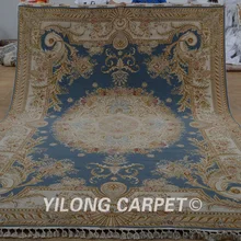 Yilong 8,3 'x11. 5' Топ турецкий ковёр из шелка и шерсти ручной работы Синий изысканный персидская шерсть ковер(1901