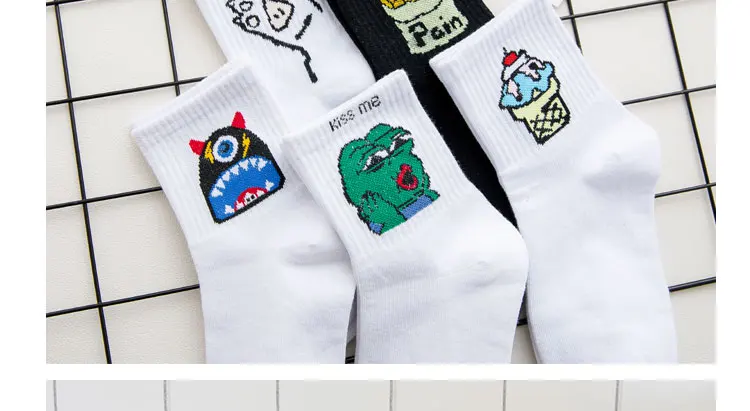 5 пар/лот носки для женщин Весна Лето Харадзюку мультфильм печати носки женские повседневные короткие носки хлопок кактус sox дамы meias