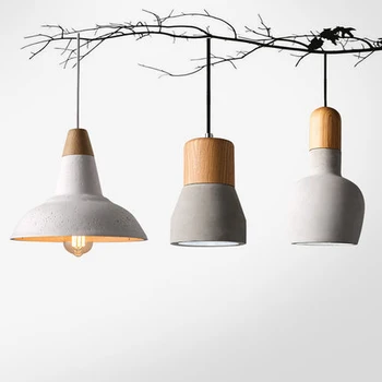 

American Country Style Wooden Cement Pendant Light 180cm wire E27 / E26 Droplight 4 colors wood indoor Decoration Hanging Lamp