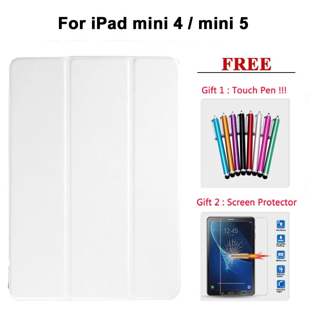 Защита экрана стекло+ чехол для iPad 9,7 Air 1/2/3 PU кожаный смарт-чехол для i Pad mini 1 2 3 4 5/pro 10,5 - Цвет: mini4 mini5