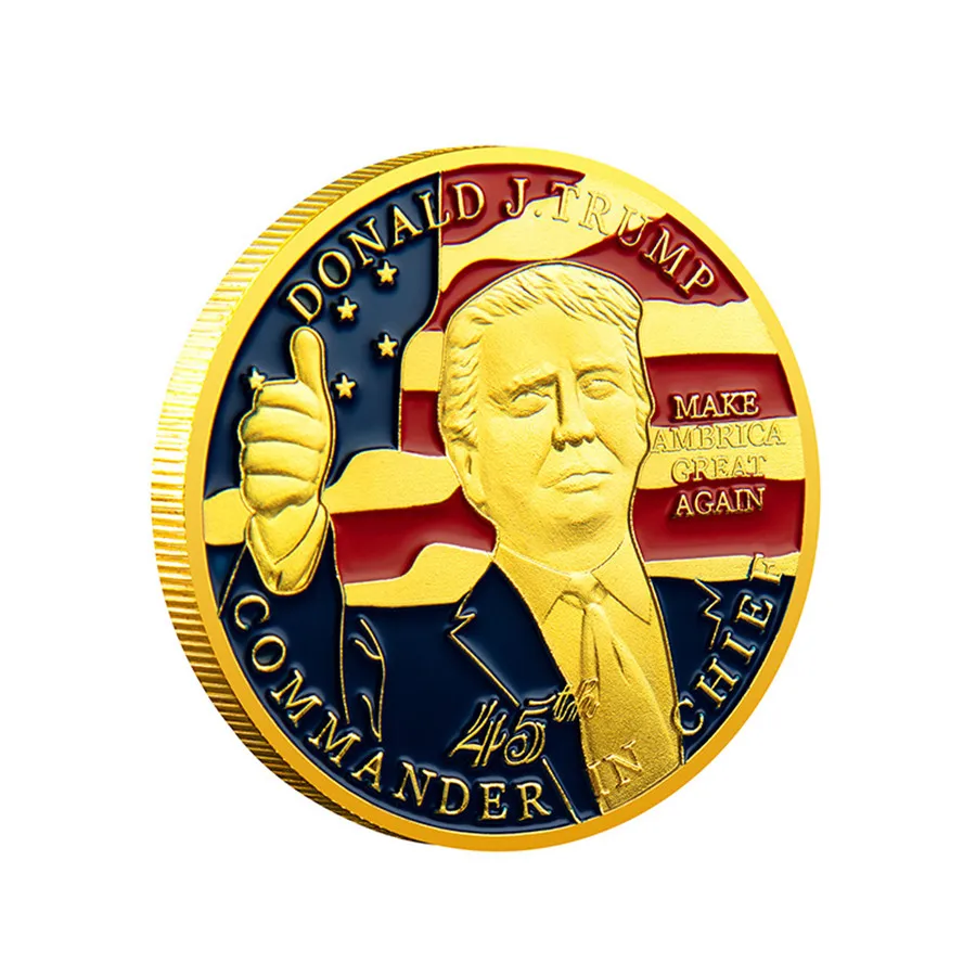 

45th US President Donald Trump 2020 Silver Plated Commemorative Coin Lacquered Commemorative Medallion Two-Headed Eagle Coin