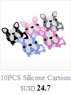 Bpa Free 10pc Cute Dinosaur Silicone Baby Teether Pendant Teething Necklace Koala Dragon Food Grade Nursing Gift Unicorn Raccoon