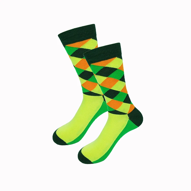 Новые носки в британском стиле, клетчатые носки с градиентными цветами, мужские хлопковые носки с Аргайлом, высокое качество