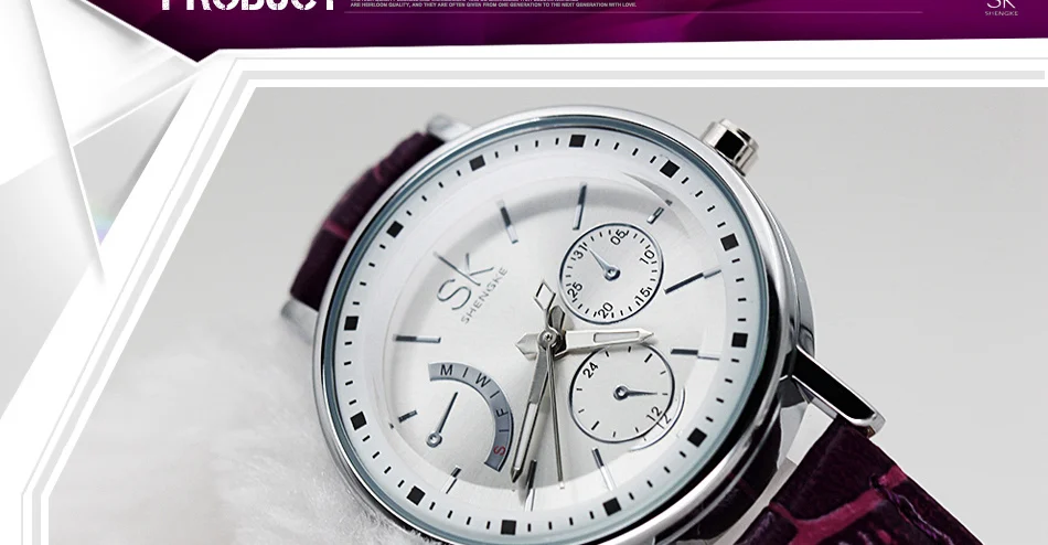 SK Брендовые женские водонепроницаемые часы 3ATM с кожаным ремешком, модные кварцевые часы, сексуальные красные наручные часы, женские часы, новинка