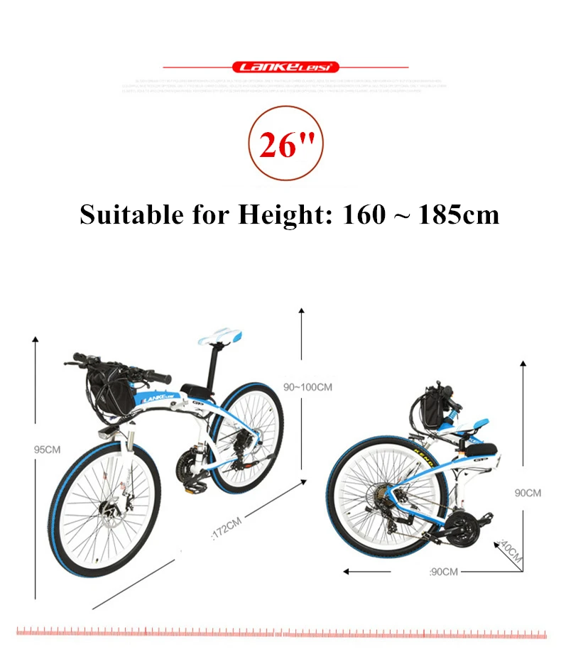 Discount Lankeleisi Electric Bicycle, Folding Bike, 26 inches, 36/48V, 240W, Disc Brake, Fast-folding, Mountain Bike 13