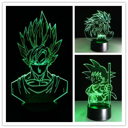 Dragon Ball Z Son Goku Super Saiyan Action Figures 3D Table Lamp Color Changing Night Light For Boys Kids Gifts Dragon Ball Kai