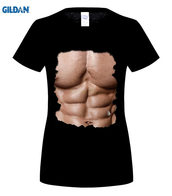 Gildan Mens Fake Muscle Undershirt Shirt Chest Six Pack Abs Print Shirt