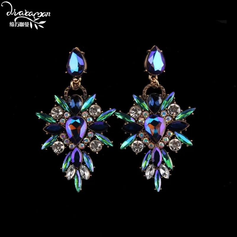 Dvacaman Бренд, популярные в Фейсбуке массивные серьги Starburst, цветные Серьги-капли с кристаллами, женские панк Макси ювелирные изделия Q58