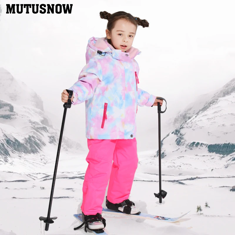 Детский лыжный костюм высокого качества; очень теплый лыжный костюм для девочек; комплект из куртки и штанов; водонепроницаемая одежда для сноубординга; зимний детский лыжный костюм