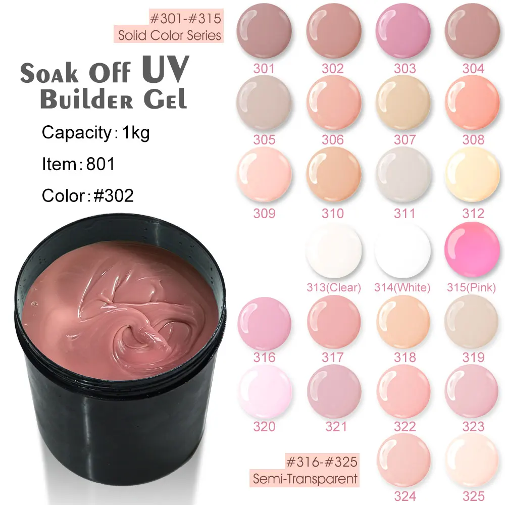 

#801 CANNI 1KG Bulk Natural Color Gel For Nail Extensions Soak Off Thick UV Gel Camouflage Hard Gel Builder Gel