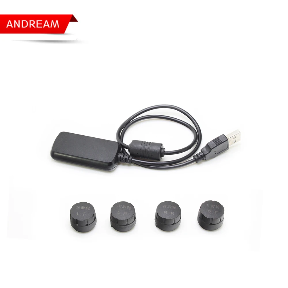 

USB TPMS for Android CAR DVD Car Tire Pressure Monitoring System 4 Sensors Alarm Tire Temperature Monitoring System EW-TPMS-A1