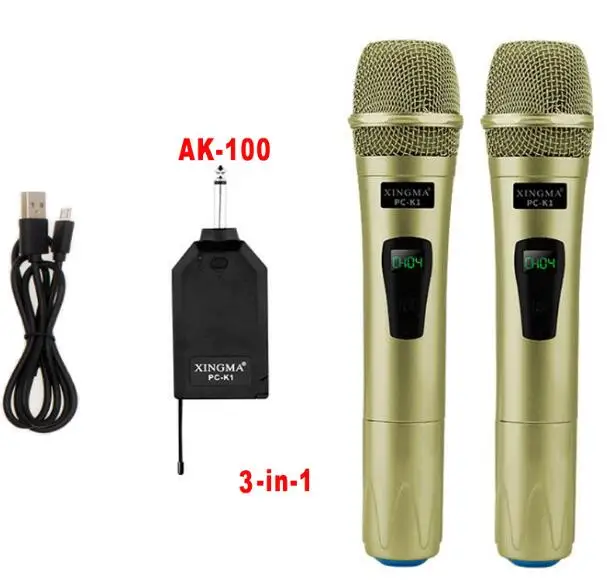 40.99 XINGMA PC-K1 беспроводной микрофон профессиональный ручной 2 канала студия двойной VHF динамический микрофон для караоке системы компьютера KTV - Цвет: 40.99