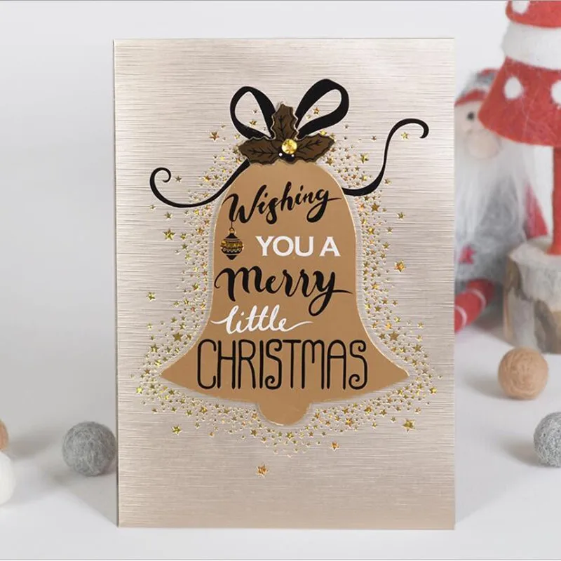  1pc Golden Cover 3D X-Max Cards Merry Christmas Valentine Happy New Year Decor Greeting Card Party  - 33043277171
