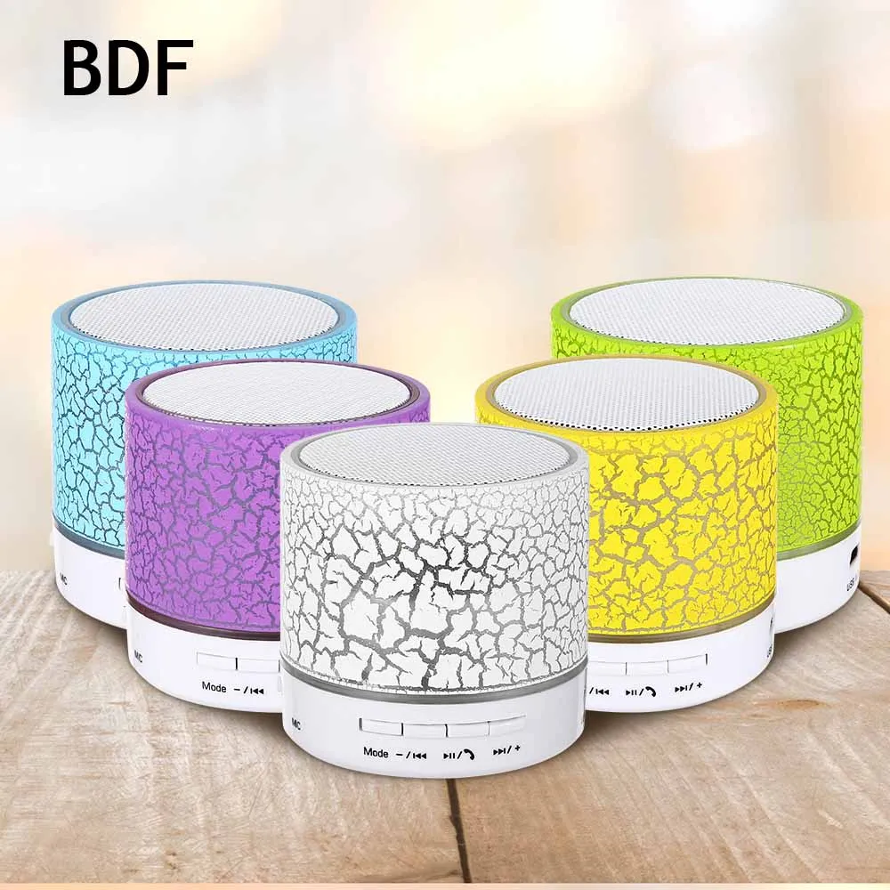 

BDF Mini Bluetooth Speaker Wireless Speaker Portable Music Audio LED Light Stereo Sound Box For Android with MIC Support TF USB