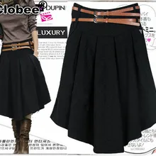 Осень зима шерстяная юбка для женщин плюс размер юбка средней длины Высокая талия плиссированная юбка черный серый шерстяная юбка женская распродажа Sociais