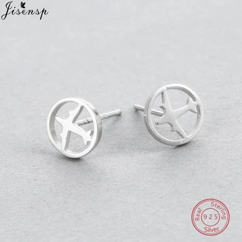 

Jisensp 100% 925 Sterling Silver Aircraft Airplane Earrings Plane Stud Earrings Women Fine Jewelry S925 Stamp