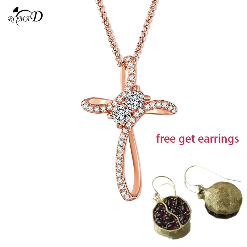 

Cross Pendant Necklace Micro Pave AAAA+ Cubic Zirconia Egyptian Style 3*2cm Chain Necklace Free Get 3.5$ Pomegranate Jewelry A35