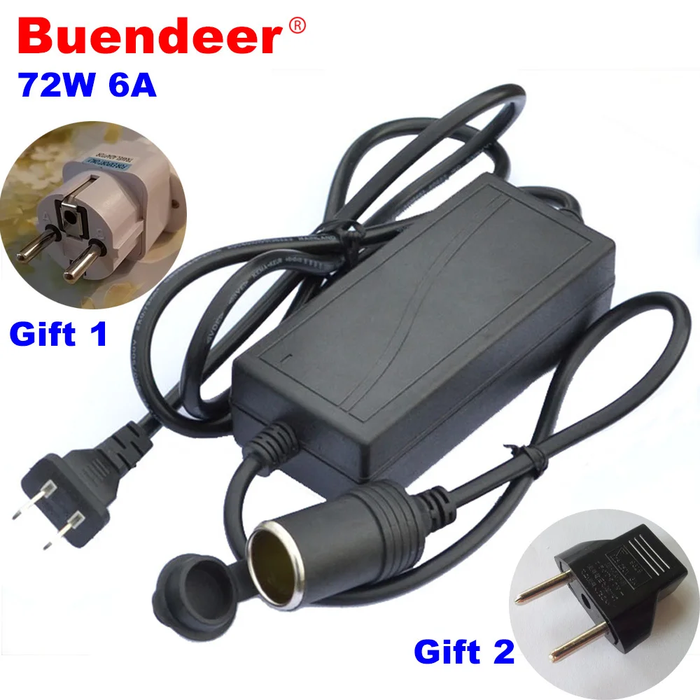 Buendeer 72W 6A car cigarette lighter AC adapter 220V Power supply AC