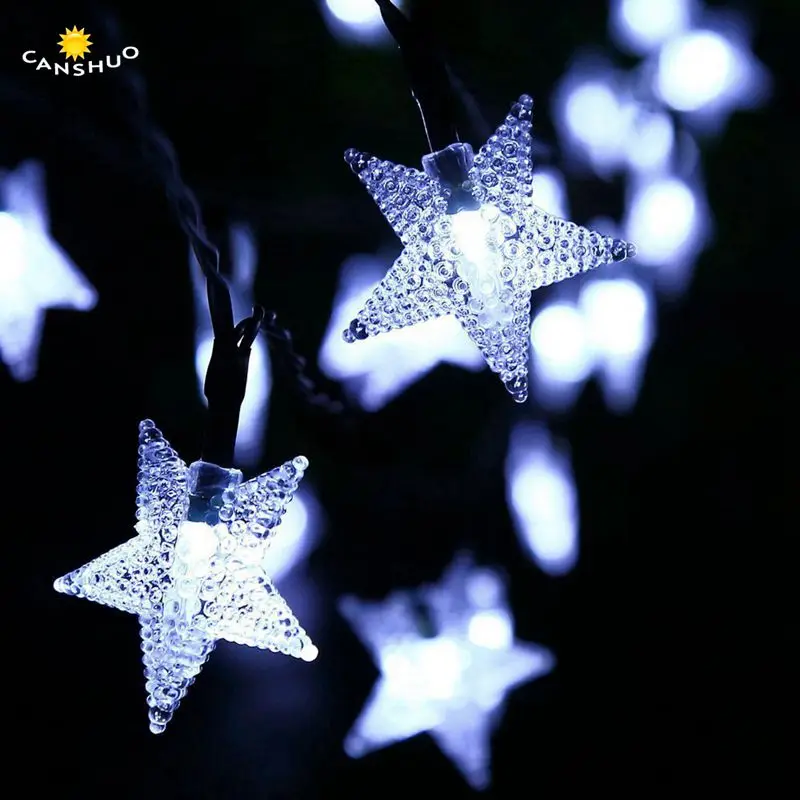 

20/50/100 LED Solar Powered Five Star LED String Lights for Wedding Christmas Party Outdoor Decoration Waterproof Solar Lamp
