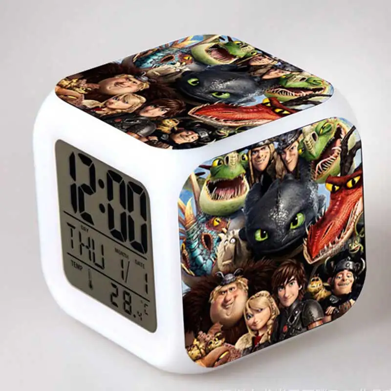 

How To Train Your Dragon 2 Figma Juguetes Night Fury ALarm Clock LED Color Touch light Toothless Anime Figure Toys