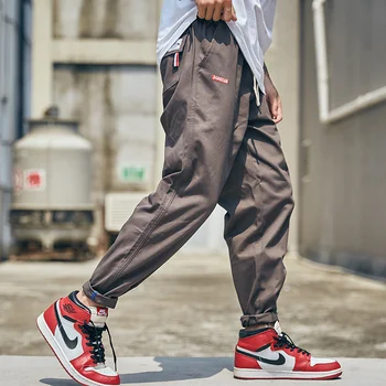 

2019 Summer new wild nine pants overalls joggers men's sweatpants casual solid color loose hip hop streetwear S-2XL