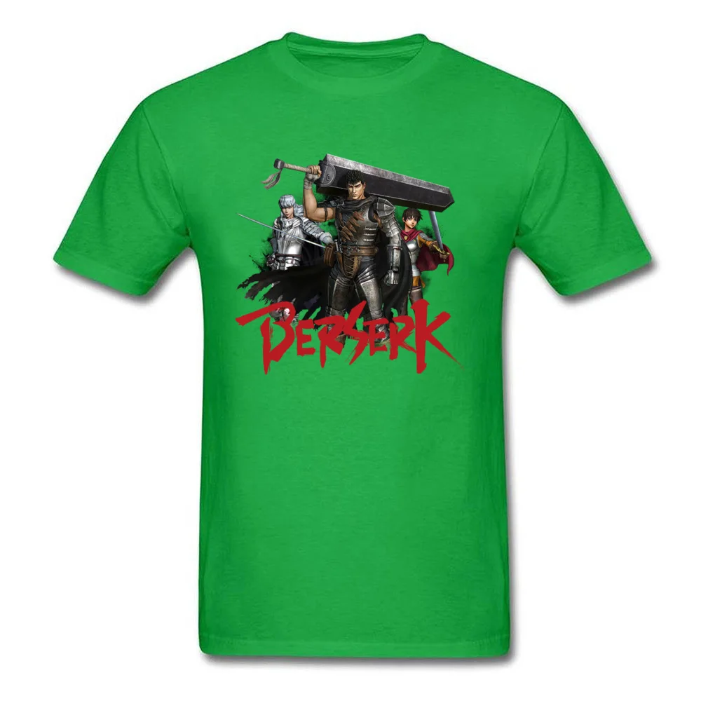 Comic berserk O-Neck Top T-shirts Summer/Autumn Tops Shirt Short Sleeve Hot Sale Pure Cotton Printed On Tee Shirt Street Mens Comic berserk green