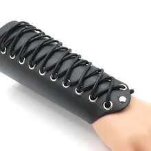 Рука манжеты браслеты панк Защитный Браслет Прохладный ночной клуб косплэй кружево до бинты жгут широкий кожаный готический рок унисекс