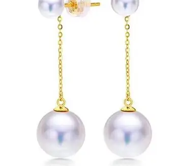 

free shipping>>>>noble jewelry 5-6mm 8.5-9mm SouthSea round pearl earring 18k