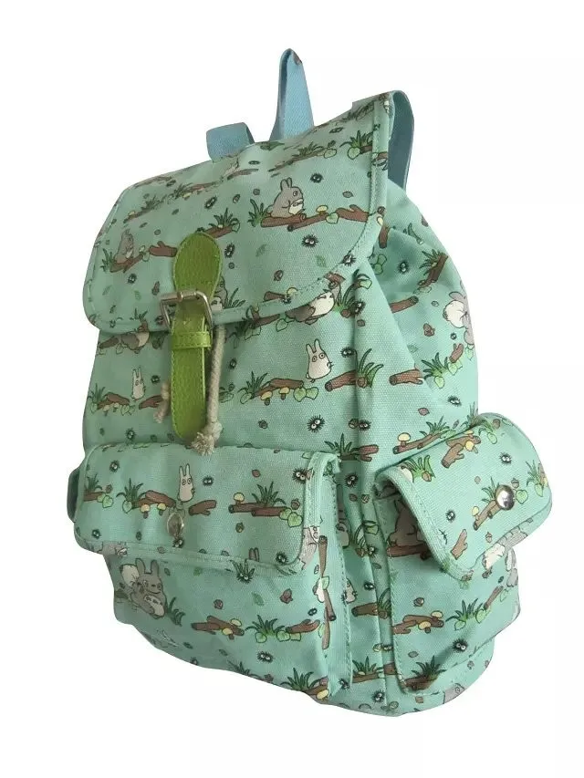 307# Мой сосед Тоторо, рюкзак, Холщовая Сумка, с принтом, на каждый день, для покупок, с двойным плечом, студенческий рюкзак, школьный плюшевый рюкзак/сумки
